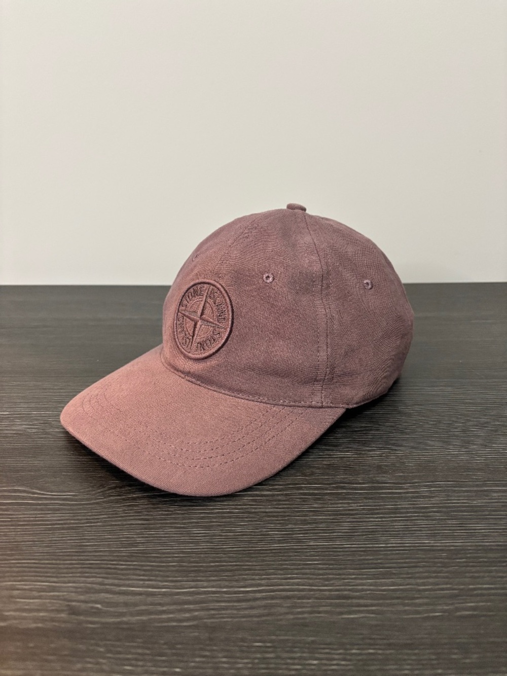 Stone Island Canvas Compass Logo Baseball Cap Adjustable Dusty Mauve OS